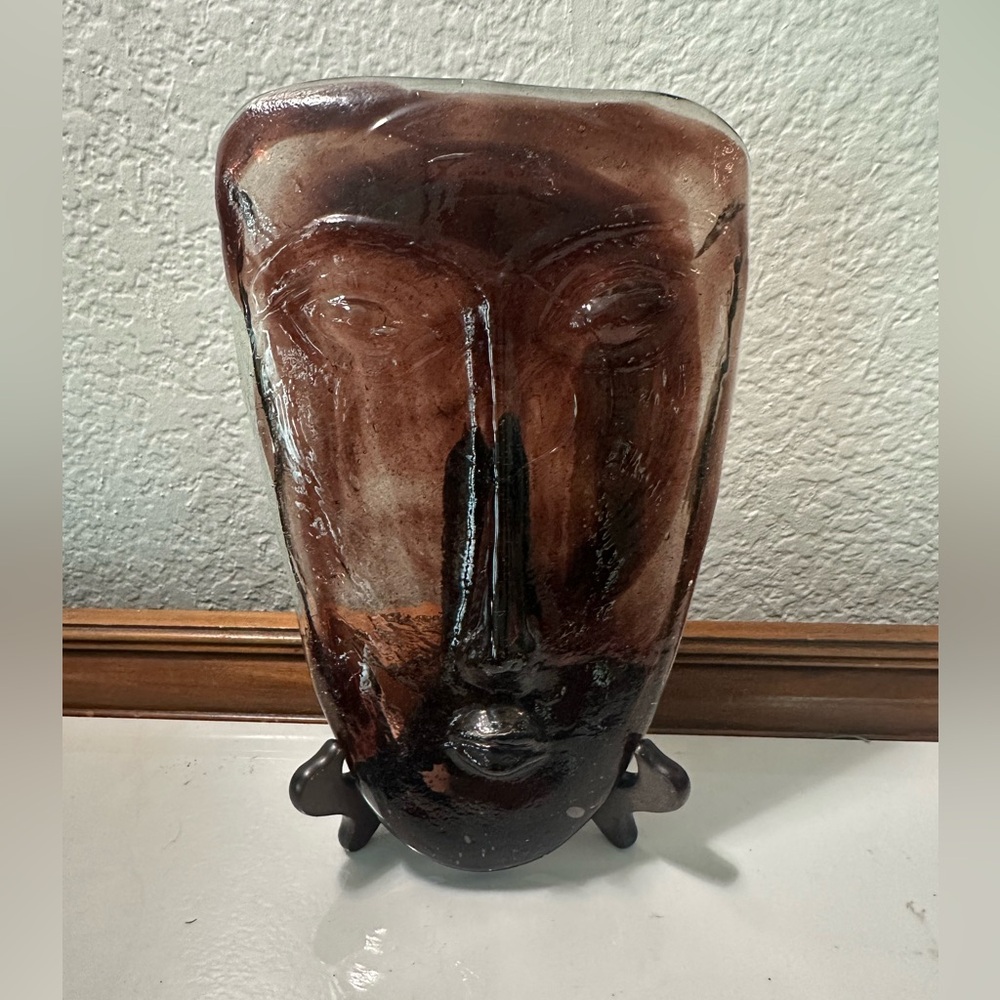 MCM Jarmillo dreamer Abstract Brown Glass Face Sculpture